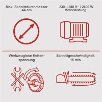 SCHEPPACH CSE2600 Elektro Kettensäge 45,5 cm ProCut Schwert 2400 Watt Motorsäge