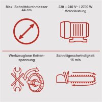 SCHEPPACH CSE2700 Elektro Kettensäge 45,5 cm ProCut Schwert 2700 Watt Motorsäge