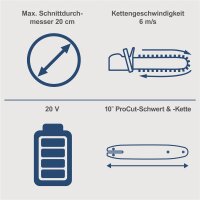 Scheppach Akku Kettensäge 20V Motorsäge Akkusäge 25cm Schwert C-CS200-X o. Akku