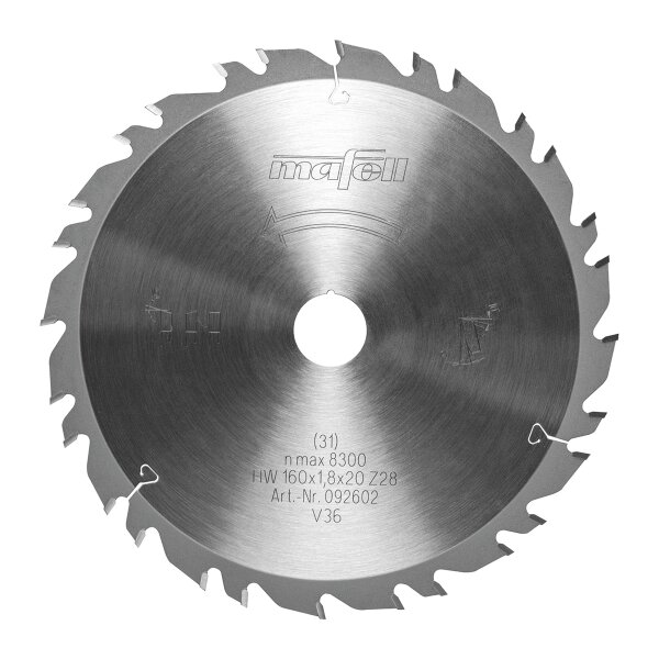 MAFELL Hartmetall Sägeblatt GT 160 x 1,2/1,8 x 20 mm - 28-7 Zähne - Ersatzblatt