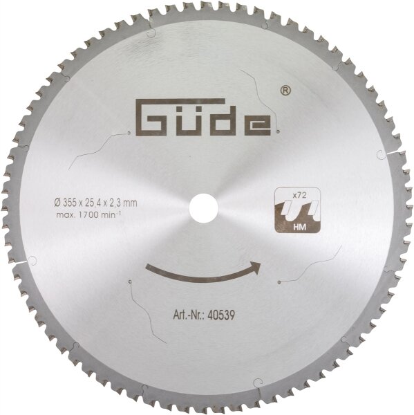 GÜDE Metallkreissägeblatt HM 355x25,4 mm - 72 Zähne - Ersatzblatt Sägeblatt