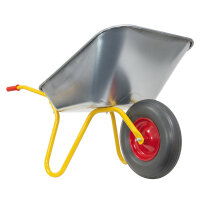 RAVENDO Marken Schubkarre Gartenschubkarre Vollgummireifen 100Liter 150Kg gelb