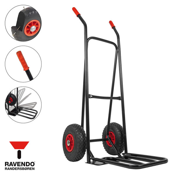 Ravendo Sackkarre Vollgummi PU Rad klappbar Transportkarre 150kg ST150NG PUR