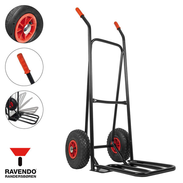 Ravendo Sackkarre klappbar Transportkarre Stapelkarre Luftrad 150kg ST150NG