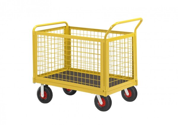 RAVENDO TW 1000L HMS Plattformwagen Transportwagen 0,6x1,0m PU Rad Gitterbox