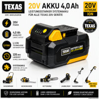 TEXAS Akku 20V Ersatzakku 4 Ah Systemakku für 20 Volt Akkuserie 90063246