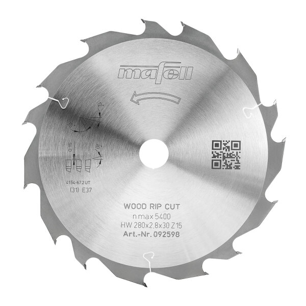 MAFELL Hartmetall Sägeblatt KSB-WL 280 GT 280 x 2,8 x 30 mm - 15-5 Z Ersatzblatt