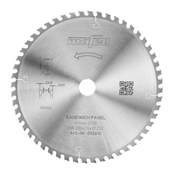 MAFELL Hartmetall Sägeblatt KSB-SP 280 280 x 2,6 x 30 mm - 52 Zähne Ersatzblatt