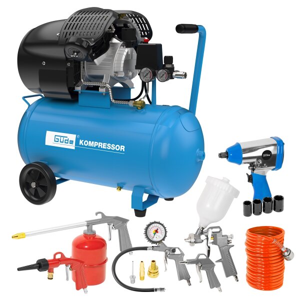 GÜDE Profi Kompressor 405/10/50 50l 10 bar 2200W 2 Anschlüsse viel Zubehör