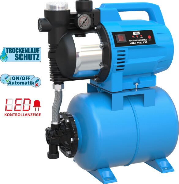 GÜDE Hauswasserwerk Bewässerung 1400W 24l 230V 4800l Wasserfilter HWW 1400.2 VF