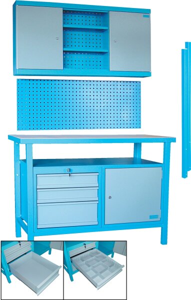 GÜDE Werkbankset 3-teilig Werktisch Werkstattset Werkstatt Ausstattung