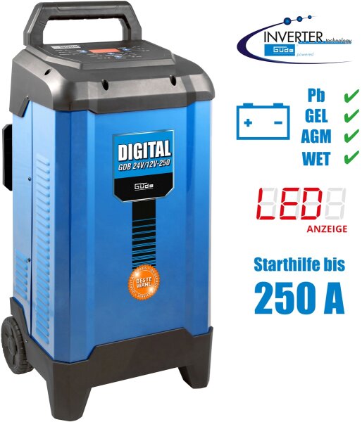 GÜDE Batterielader Digital GDB 24V/12V-250 Schnellader Starthilfe 550 Ah 8000 W