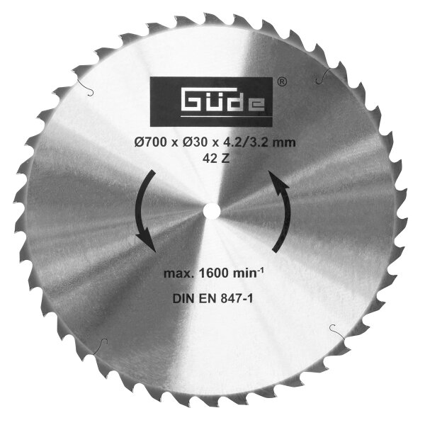 GÜDE Brennholzsägeblatt HM 700x30 mm - 42 Zähne - Ersatzblatt Sägeblatt
