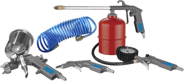 GÜDE Druckluft-Set Metall 5-teilig Farbspritzpistole Ausblaspistole Reifenfüller