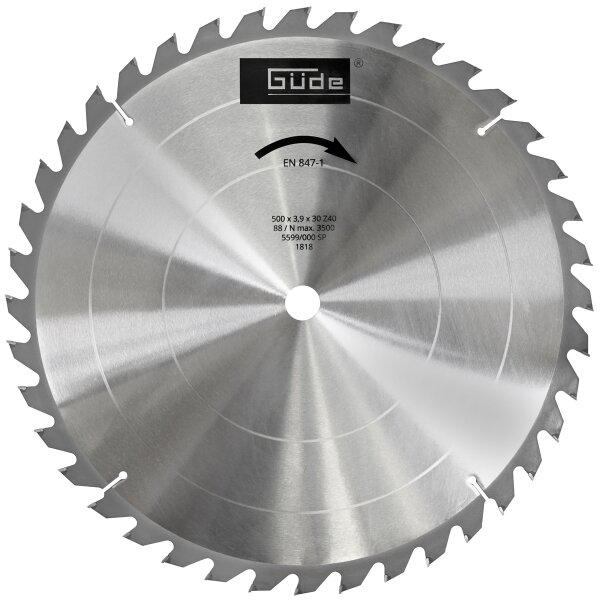 GÜDE Brennholzsägeblatt HM 500x30 mm - 40 Zähne - Ersatzblatt Sägeblatt