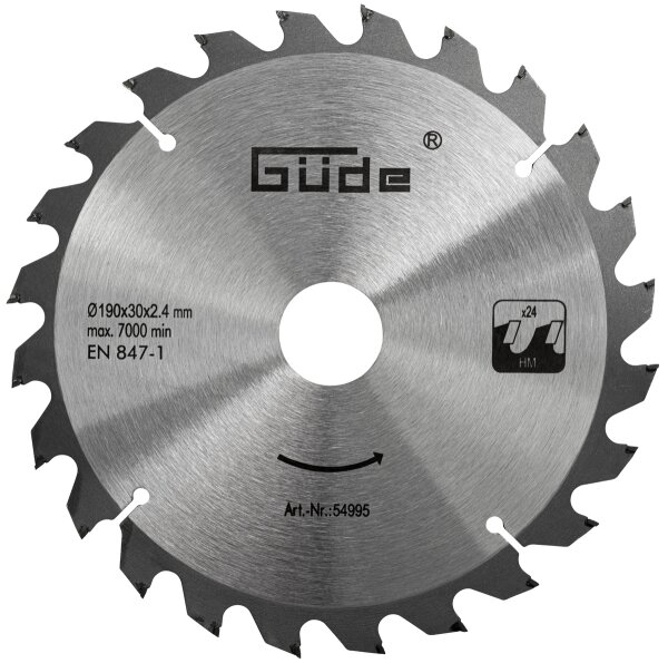 GÜDE Holzsägeblatt HM 190x30 mm - 24 Zähne - Ersatzblatt Sägeblatt