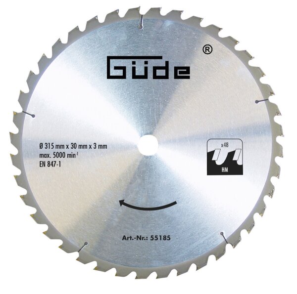 GÜDE Holzsägeblatt HM 315x30 mm - 48 Zähne - Ersatzblatt Sägeblatt