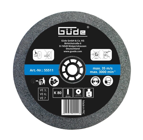 GÜDE Schleifscheibe Ersatzscheibe 150x20x32 mm K80 für GDS 150-15 / GKS 150-25