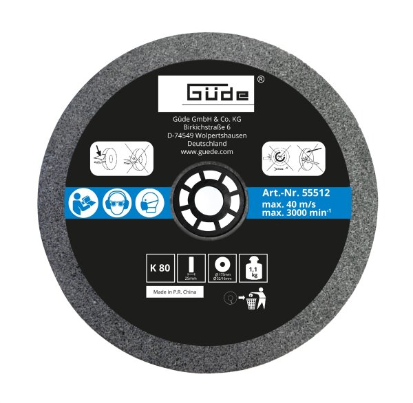 GÜDE Schleifscheibe Ersatzscheibe 175x25x32mm K80 für Doppelschleifer GDS 175-30