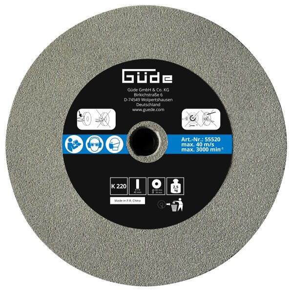 GÜDE Schleifscheibe Ersatzscheibe 200x40x20mm K220 für Nassschleifer GNS 200 VS