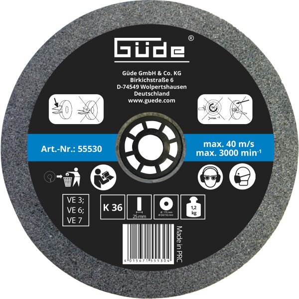 GÜDE Schleifscheibe Ersatzscheibe 175x25x32mm K36 für Doppelschleifer GDS 175-30