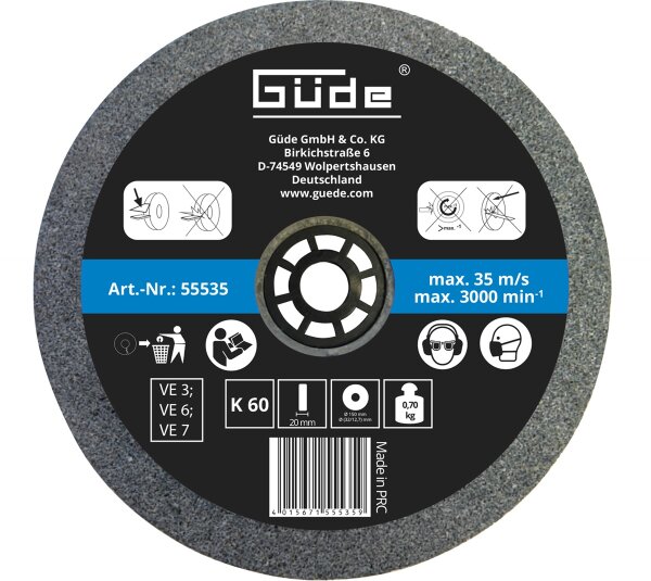 GÜDE Schleifscheibe Ersatzscheibe 150x20x32 mm K60 für GDS 150-15 / GKS 150-25