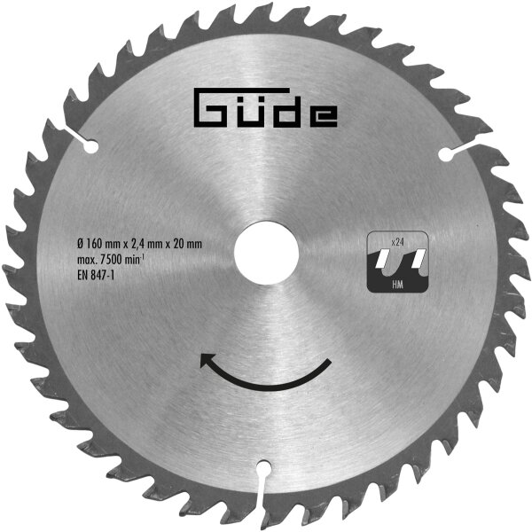 GÜDE Holzsägeblatt HM 160x20 mm - 24 Zähne - Ersatzblatt Sägeblatt