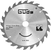GÜDE Holzsägeblatt HM 165x20 mm - 24 Zähne...