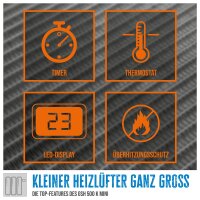 GÜDE GSH 500 K mini Steckdosen-Heizlüfter kompakt Heizer 500 Watt Elektroheizer