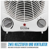 GÜDE Heizlüfter GH 2000 Heizer 2000 Watt 3 Stufen Lüfter Heizung Thermostat