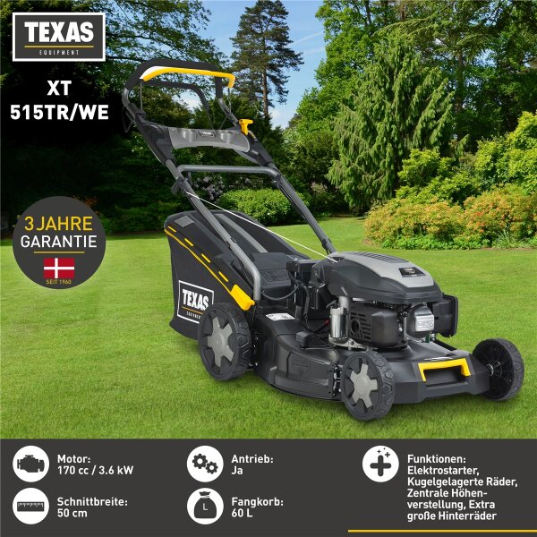 TEXAS Benzin Rasenmäher XT515TR/WE Radantrieb E-Start 51cm 170cc 4PS 4Takt 60l