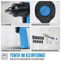 GÜDE Druckluft-Schlagschrauber-Set Schrauber Druckluftschrauber 580 Nm 10 Nüsse