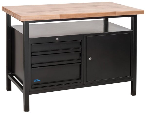 Güde Werkbank P 1200 SLT Black Line 1190 x 650 x 850 mm, Robuste Profi-Qualität