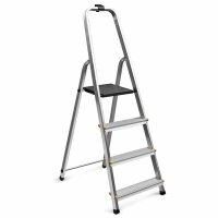 ALPFA Haushaltsleiter 4 Stufen Alu Aluminium Leiter...