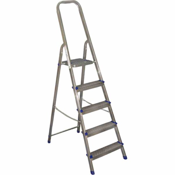 ALPFA Haushaltsleiter 5 Stufen Alu Aluminium Leiter Treppe 2,8m Arbeitshöhe