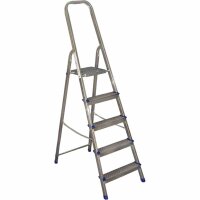 ALPFA Haushaltsleiter 5 Stufen Alu Aluminium Leiter...