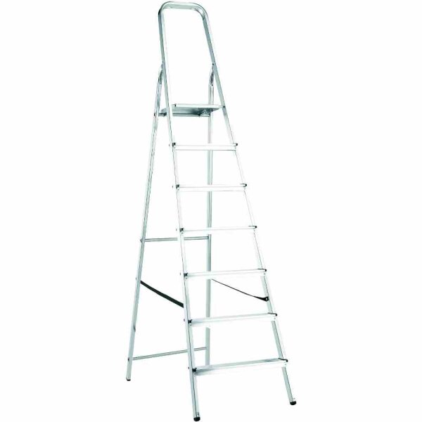 ALPFA Haushaltsleiter 7 Stufen Alu Aluminium Leiter Treppe 3,24m Arbeitshöhe