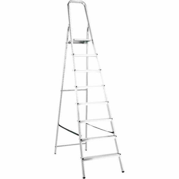 ALPFA Haushaltsleiter 8 Stufen Alu Aluminium Leiter Treppe 3,46m Arbeitshöhe