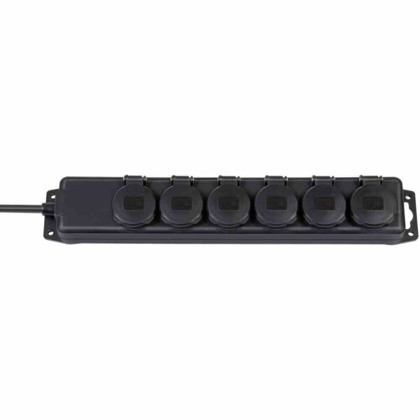 BRENNENSTUHL Steckdosenleiste, 6/f, schwarz, 2m, IP44
