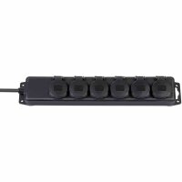 BRENNENSTUHL Steckdosenleiste, 6/f, schwarz, 2m, IP44