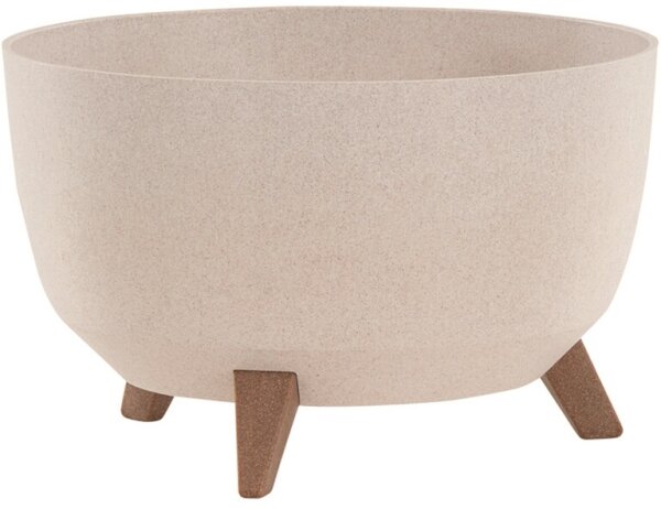 SIENA GARDEN ECO Gefäß Oslo 40cm beige Kst./Holzf., Ø40 x 25cm