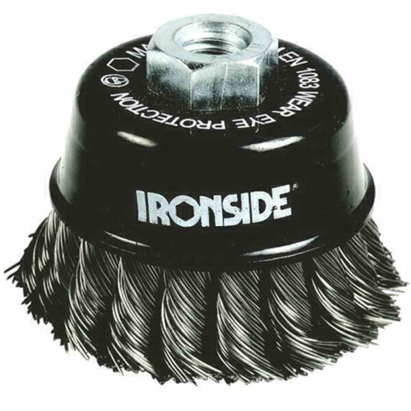 IRONSIDE 243007 Topfbürste100mm M14 0,5mm gezopft, f.Winkelschl.
