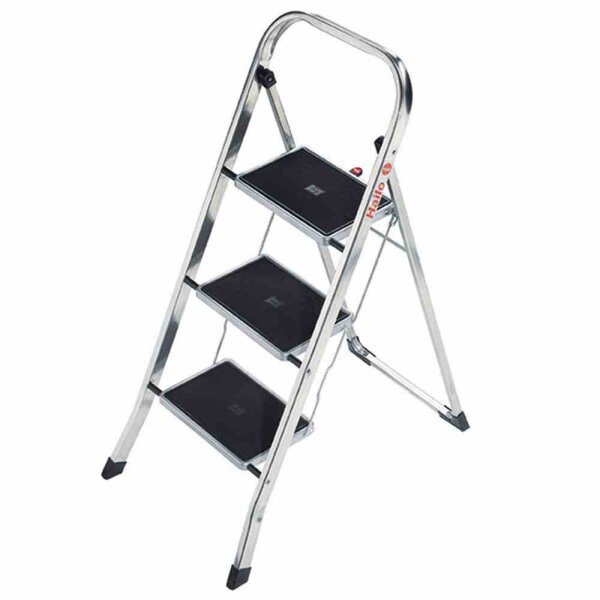 HAILO K30 Aluminium Klapptritt, Trittleiter, Haushaltsleiter 3 Stufen