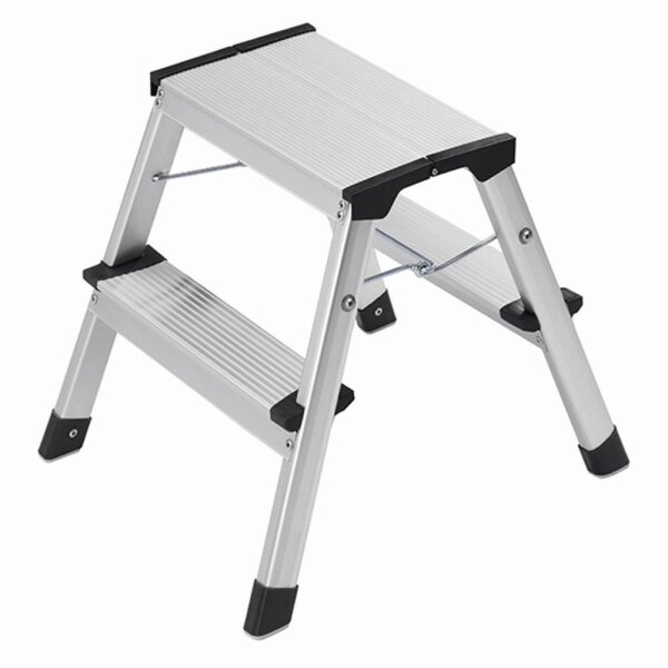 HAILO L90 Stepke Leiter Trittleiter Hocker Klapptritt Aluminium, 2 Stufen