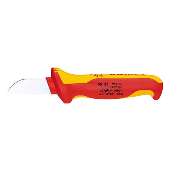 KNIPEX 0303028 Kabelmesser, 50mm, gerade, Kunststoff, Schutzisoliert 1000V, VDE geprüft