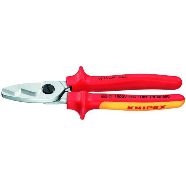KNIPEX 0302676 Kabelschere, mechanisch Einhand, Ø20mm, 70mm², L200mm, Isoliert, VDE geprüft