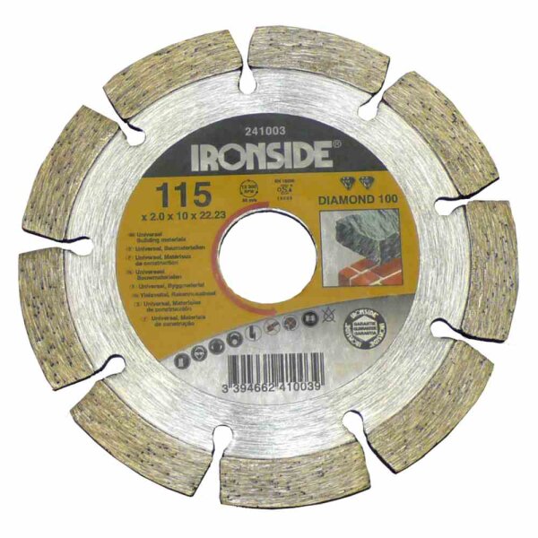 IRONSIDE 241003 Diamant - Trennscheibe 115mm 2,0/7mm Diamond 100 segmentiert