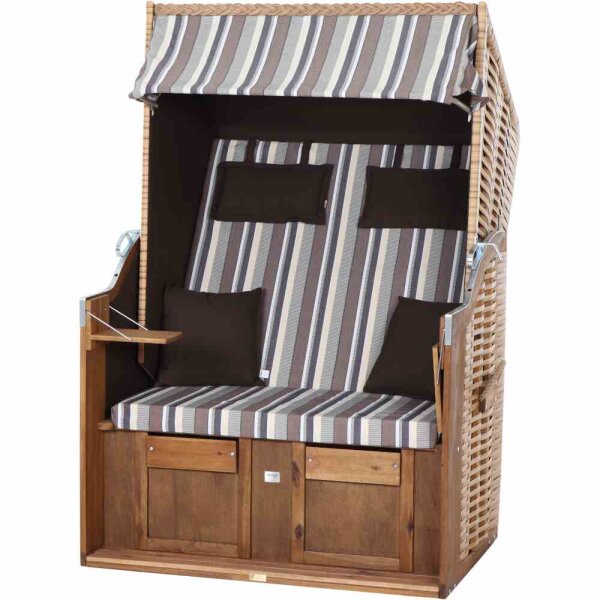 TRENDY BY DEVRIES Strandkorb Trend 10+, Stoff 741 PE natur, Akazie FSC 100%