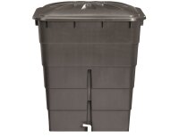 GARANTIA Regentonne eckig 300L graphitegrey, Deckel/Hahn