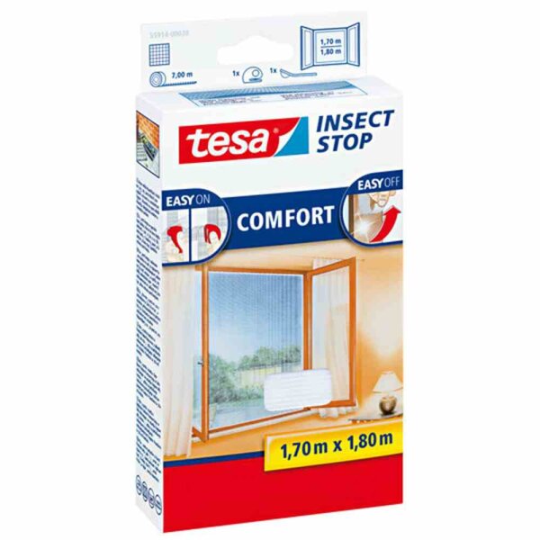 TESA 559142000 Fliegengitter für Fenster weiß 170x180cm